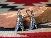 Vintage Stamped Silver Tipi Shape Screw-back Earring  c.1950