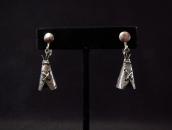 Vintage Stamped Silver Tipi Shape Screw-back Earring  c.1950