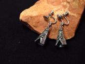 Vintage Stamped Silver Tipi Shape Screw-back Earring  c.1950