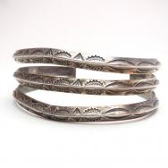 Vintage Triple Triangle Wire Silver Cuff Bracelet  c.1960