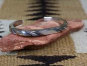 Vtg Navajo Filed & Stamped Silver Square Wire Cuff c.1950～