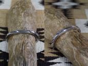 Vtg Navajo Filed & Stamped Silver Square Wire Cuff c.1950～