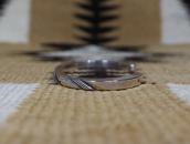 Vtg Navajo Filed & Stamped Silver Square Wire Cuff c.1950～