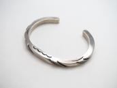 Vtg Navajo Filed & Stamped Silver Square Wire Cuff c.1950～