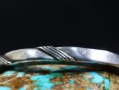 Vtg Navajo Filed & Stamped Silver Square Wire Cuff c.1950～