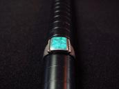 Vintage Navajo Square Turquoise Inlay Silver Ring  c.1950～