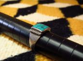 Vintage Navajo Square Turquoise Inlay Silver Ring  c.1950～