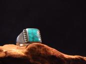 Vintage Navajo Square Turquoise Inlay Silver Ring  c.1950～