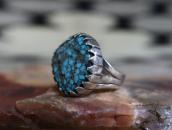 Vintage Navajo Gem Quality Turquoise Ring in Silver c.1960