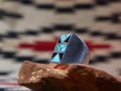 Vintage Zuni Turquoise & Onyx Inlay Seal Ring  c.1960～