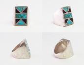Vintage Zuni Turquoise & Onyx Inlay Seal Ring  c.1960～