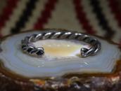 Antique Navajo Stamped Flat Twistedwire Narrow Cuff c.1935～①