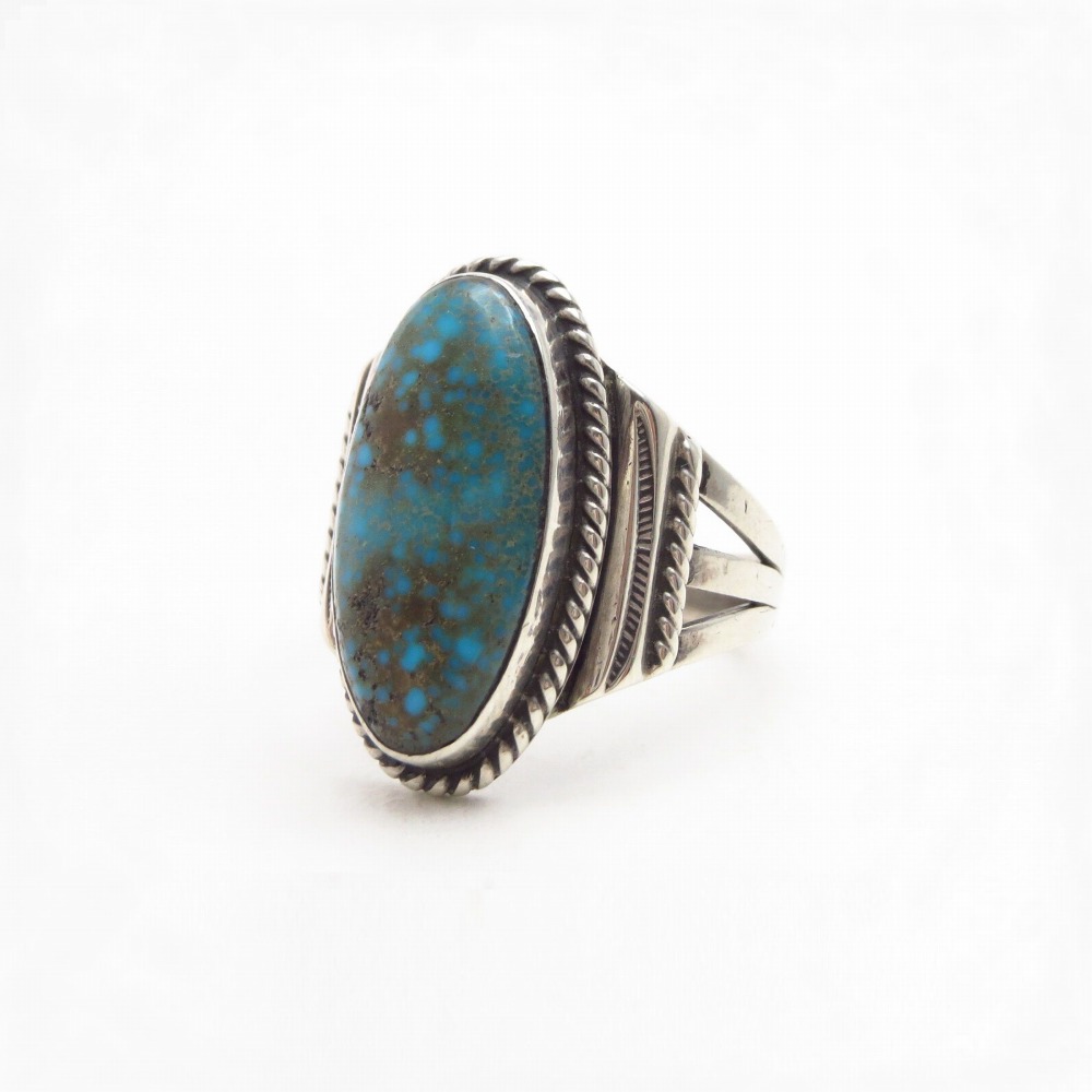 Vtg Navajo Ring w/Replaced Gem Calico Lake Turquoise c.1955～