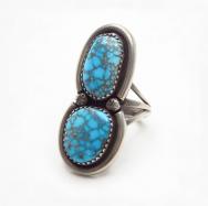 Vtg Navajo High Grade No.8 Turquoises Ring in Silver c.1960～