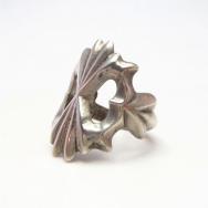 Vintage Navajo Sand Cast Burst Design Silver Ring  c.1950～