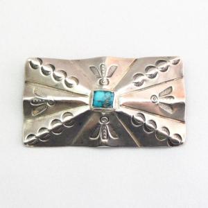 Antique Navajo Burst Shape Hammered Silver Pin w/TQ  c.1930