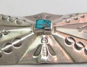 Antique Navajo Burst Shape Hammered Silver Pin w/TQ  c.1930