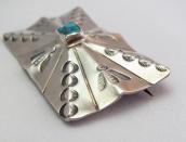 Antique Navajo Burst Shape Hammered Silver Pin w/TQ  c.1930