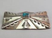 Antique Navajo Burst Shape Hammered Silver Pin w/TQ  c.1930