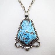 Luke Billy Yazzie Hi-Grade #8 Turquoise Fob Necklace  c.1960