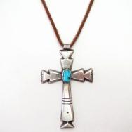 【Ambrose Lincoln】Navajo Cast Cross Fob Necklace w/TQ c.1960～