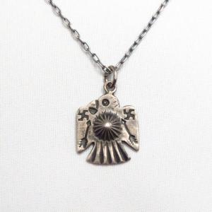 Antique 卍 Stamped Thunderbird Small Fob Necklace  c.1930