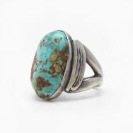 Antique Navajo Casted Shank Men's Ring w/Turquoise c.1935～