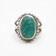 Atq Navajo Three Round Wire Shank Ring w/Turquoise  c.1915～