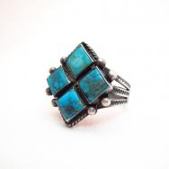 Antique Tourist Ring w/Four Diamond Shape Gem TQ  c.1930～