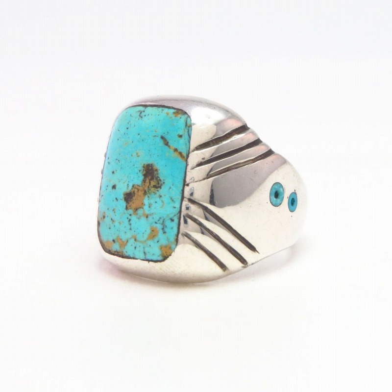 Vintage Zuni or Navajo Turquoise & Heishi Inlay Ring  c.1960