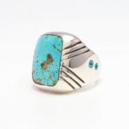 Vintage Zuni or Navajo Turquoise & Heishi Inlay Ring  c.1960