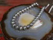 Old "Navajo Pearl" Good Weight  Silver Bead Necklace c.1970～