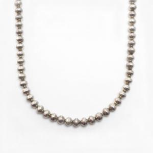 Old "Navajo Pearl" Good Weight  Silver Bead Necklace c.1970～