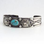 Antique Thunderbird Applique Ingot Silver Cuff w/TQ  c.1920～