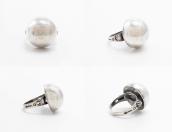Antique Navajo Pearl Face Tourist Ring in Silver c.1940