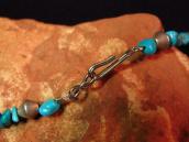 Vtg Single Strand Turquoise & Silver Bead Necklace  c.1970～