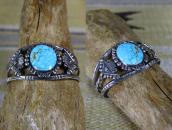 Vintage Navajo Silver Cuff w/Gem No.8 Turquoise c.1950～