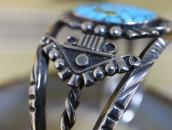 Vintage Navajo Silver Cuff w/Gem No.8 Turquoise c.1950～