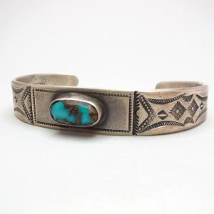 Al Somers Stamped Ingot Silver Cuff w/Bisbee TQ