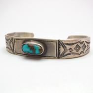 Al Somers Stamped Ingot Silver Cuff w/Bisbee TQ