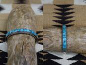 Vtg Zuni Turquoise Inlay Domed Shape Cuff in Silver c.1950～