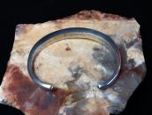 Vintage Zuni Gem Turquoise Inlay Narrow Cuff Bracelet c.1960