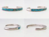 Vintage Zuni Gem Turquoise Inlay Narrow Cuff Bracelet c.1960