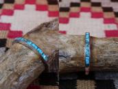 Vintage Zuni Gem Turquoise Inlay Narrow Cuff Bracelet c.1960