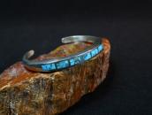 Vintage Zuni Gem Turquoise Inlay Narrow Cuff Bracelet c.1960