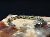 Vtg Navajo Twisted Narrow Cuff w/3 Blue Gem Turquoise c.1950