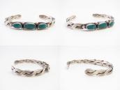 Vtg Navajo Twisted Narrow Cuff w/3 Blue Gem Turquoise c.1950