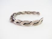 Vtg Navajo Twisted Narrow Cuff w/3 Blue Gem Turquoise c.1950