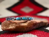 Vtg Navajo Twisted Narrow Cuff w/3 Blue Gem Turquoise c.1950