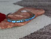 Vtg Zuni Carved Hi-Grade #8 Turquoise Row Narrow Cuff c.1950